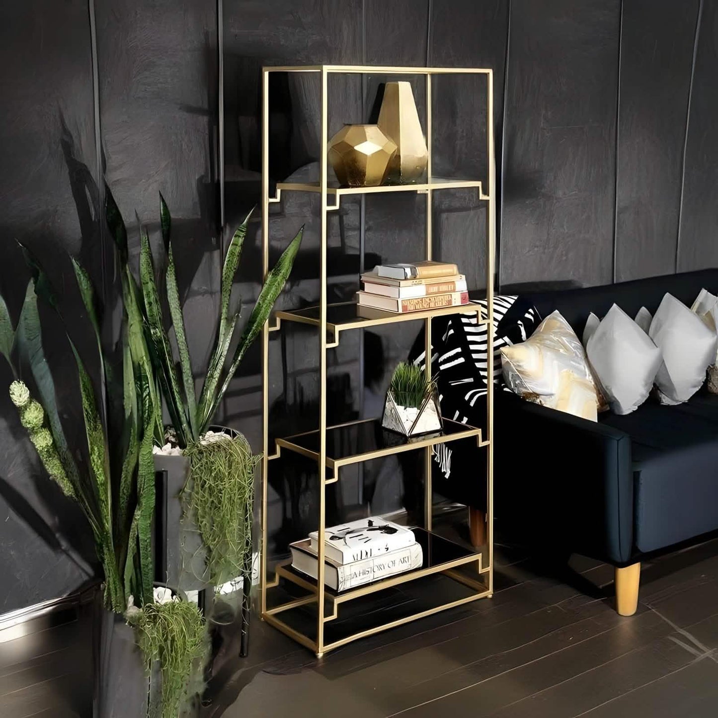 وحدة أرفف ستيل و زجاج، 70*30*200 سم 