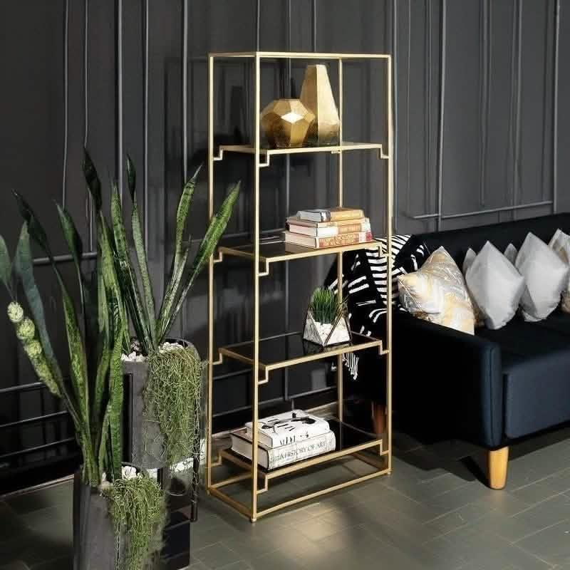 وحدة أرفف ستيل و زجاج، 70*30*200 سم 