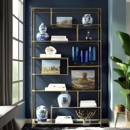 وحدة أرفف ستيل و زجاج، 130*30*200 سم