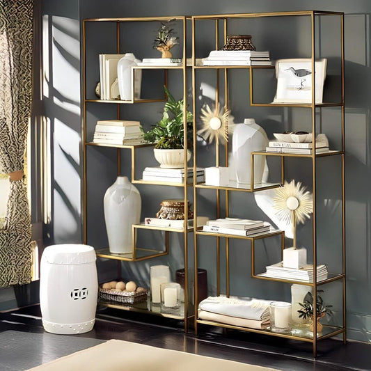 وحدة أرفف ستيل و ام دي اف، 200*30*200 سم - قطعتين