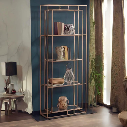 وحدة أرفف ستيل و زجاج، 80*30*200 سم 