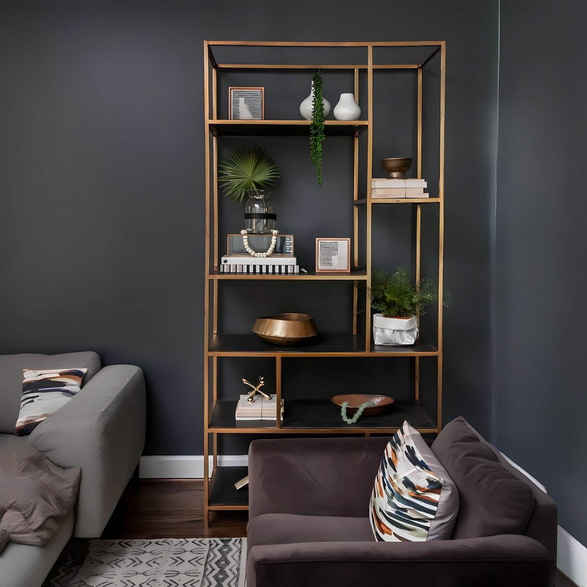 وحدة أرفف ستيل و خشب كونتر، 90*30*200 سم 