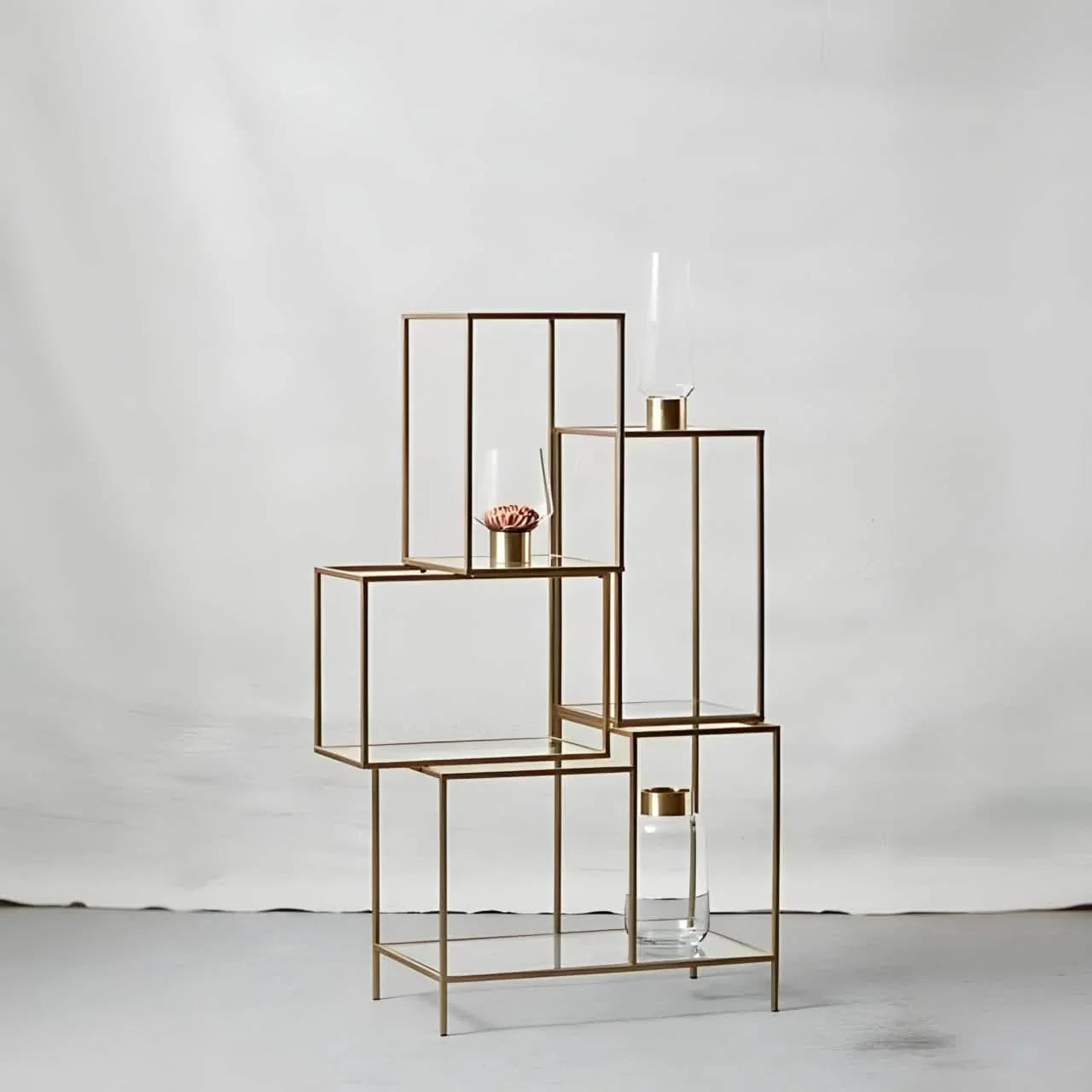 وحدة أرفف ستيل و زجاج، 80*30*140 سم 