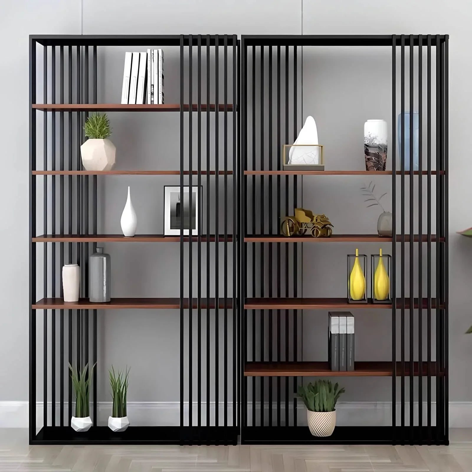 وحدة أرفف ستيل و ام دي اف، 200*30*200 سم