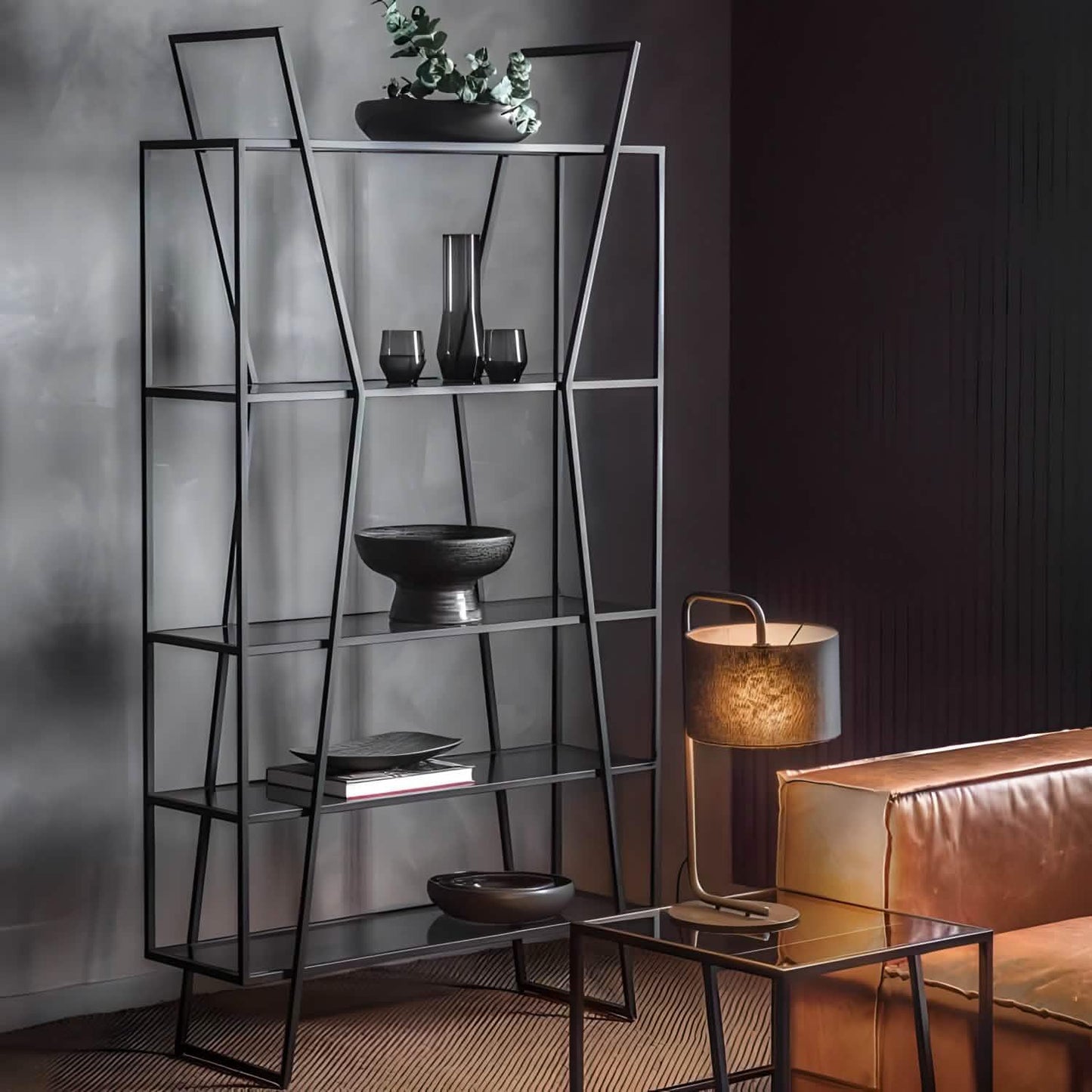 وحدة أرفف ستيل و زجاج، 120*30*200 سم