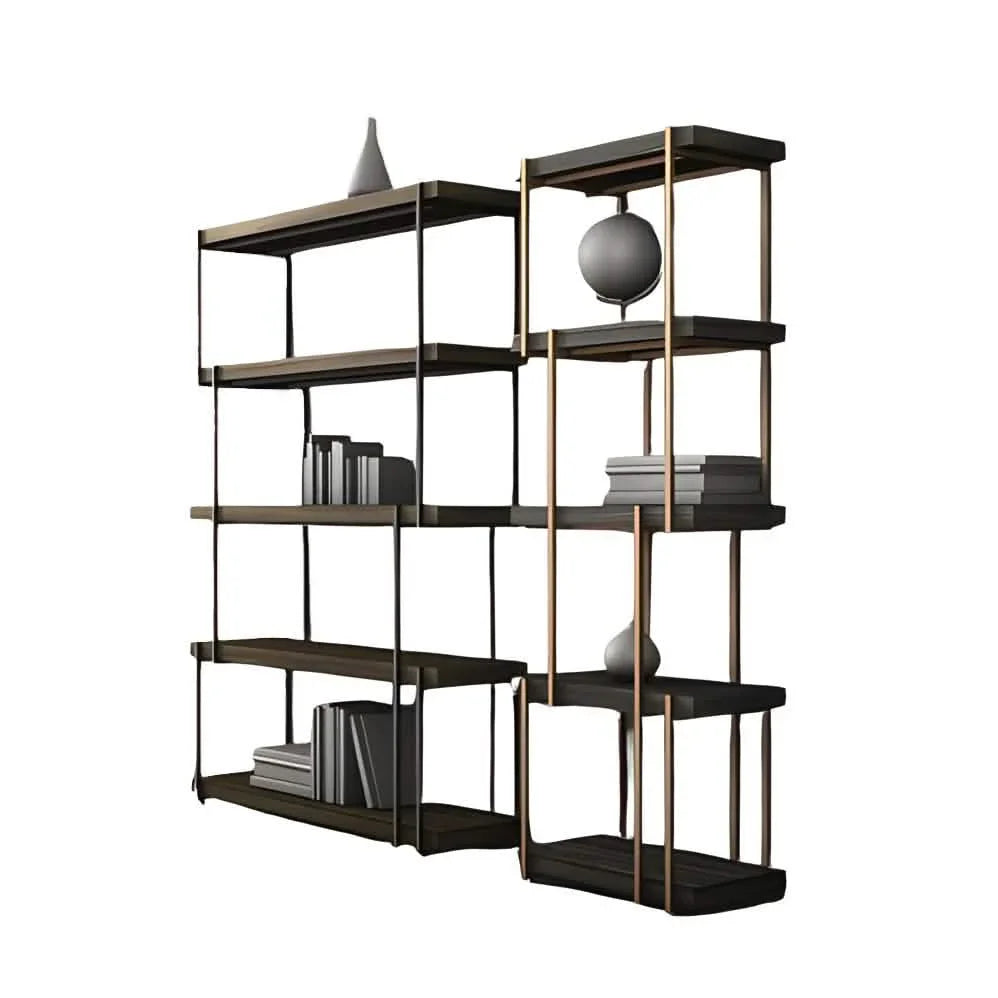 وحدة أرفف ستيل و ام دي اف، 150*30*180 سم - قطعتين