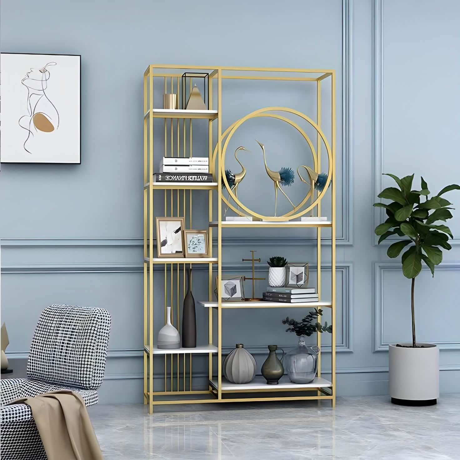 وحدة أرفف ستيل و ام دي اف، 100*30*200 سم 