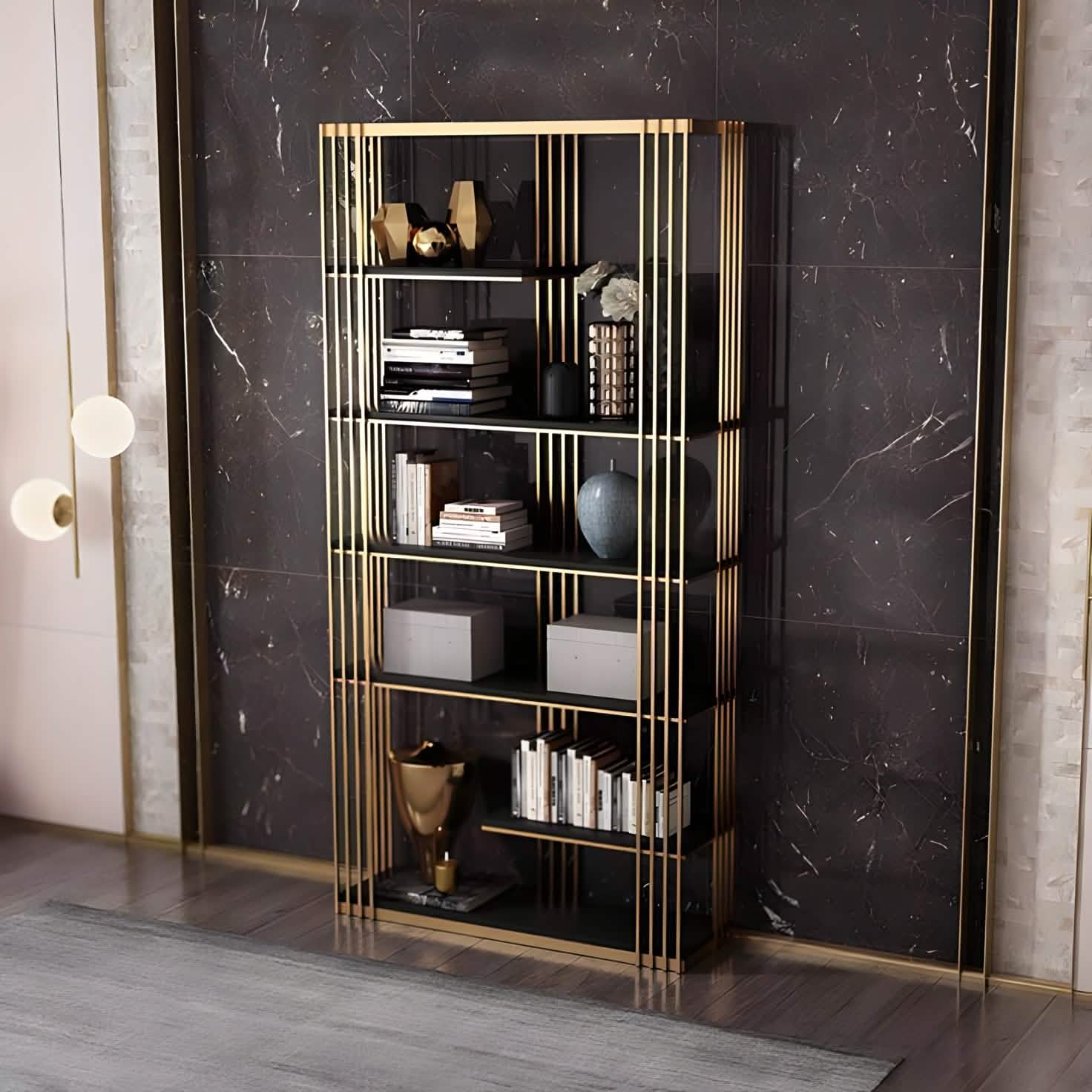 وحدة أرفف ستيل و ام دي اف، 100*30*200 سم 