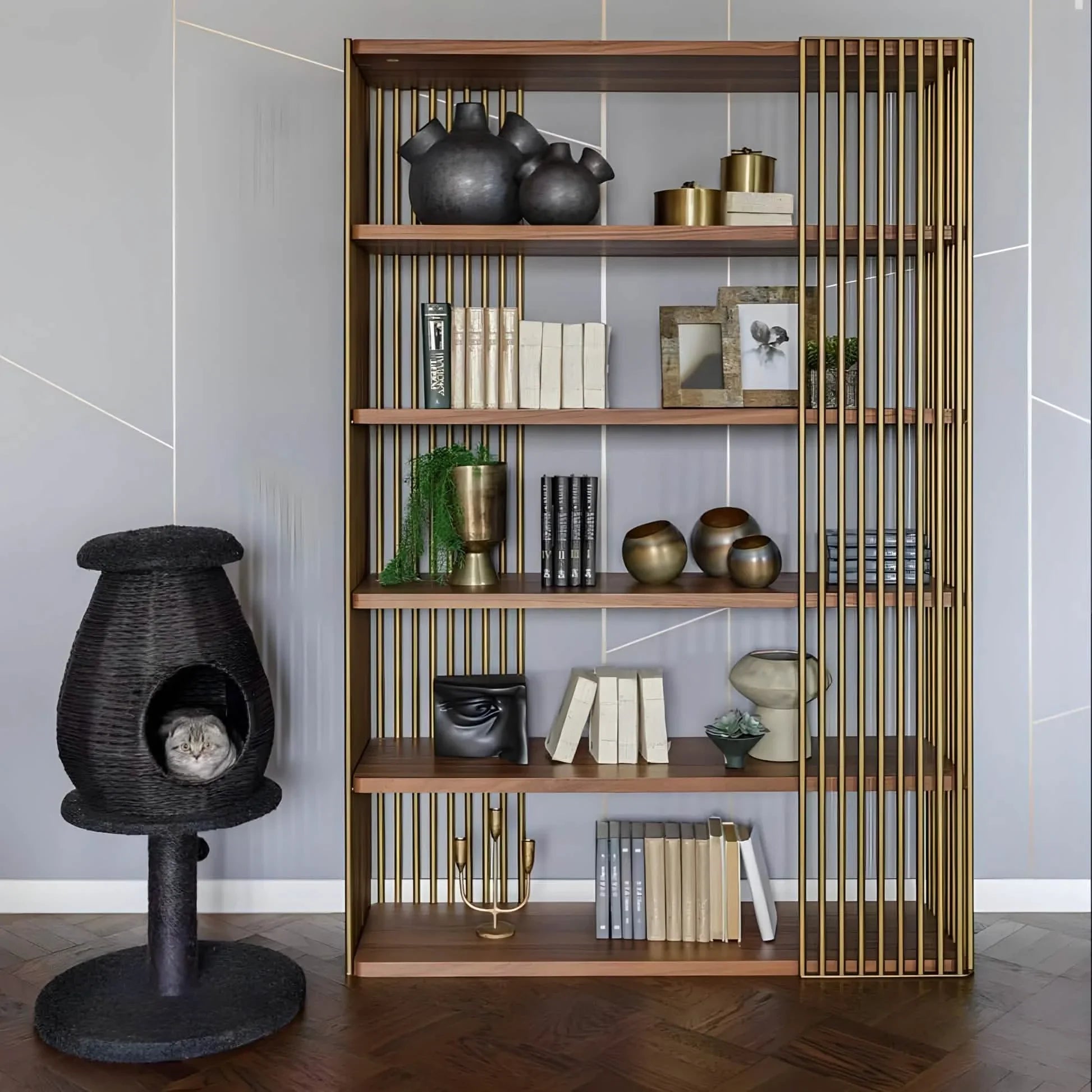 وحدة أرفف ستيل و ام دي اف، 120*35*180 سم 