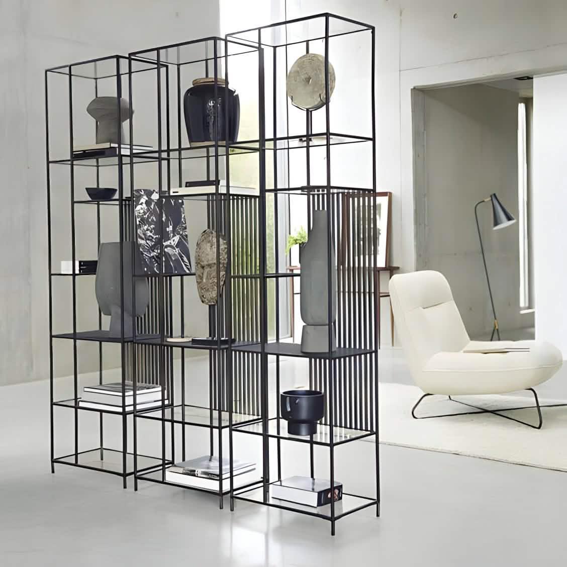 وحدة أرفف ستيل و زجاج، 150*30*200 سم - 3 قطع