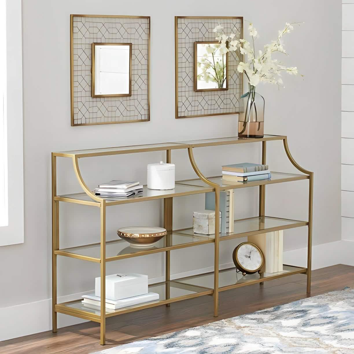 وحدة أرفف ستيل و زجاج، 160*35*120 سم