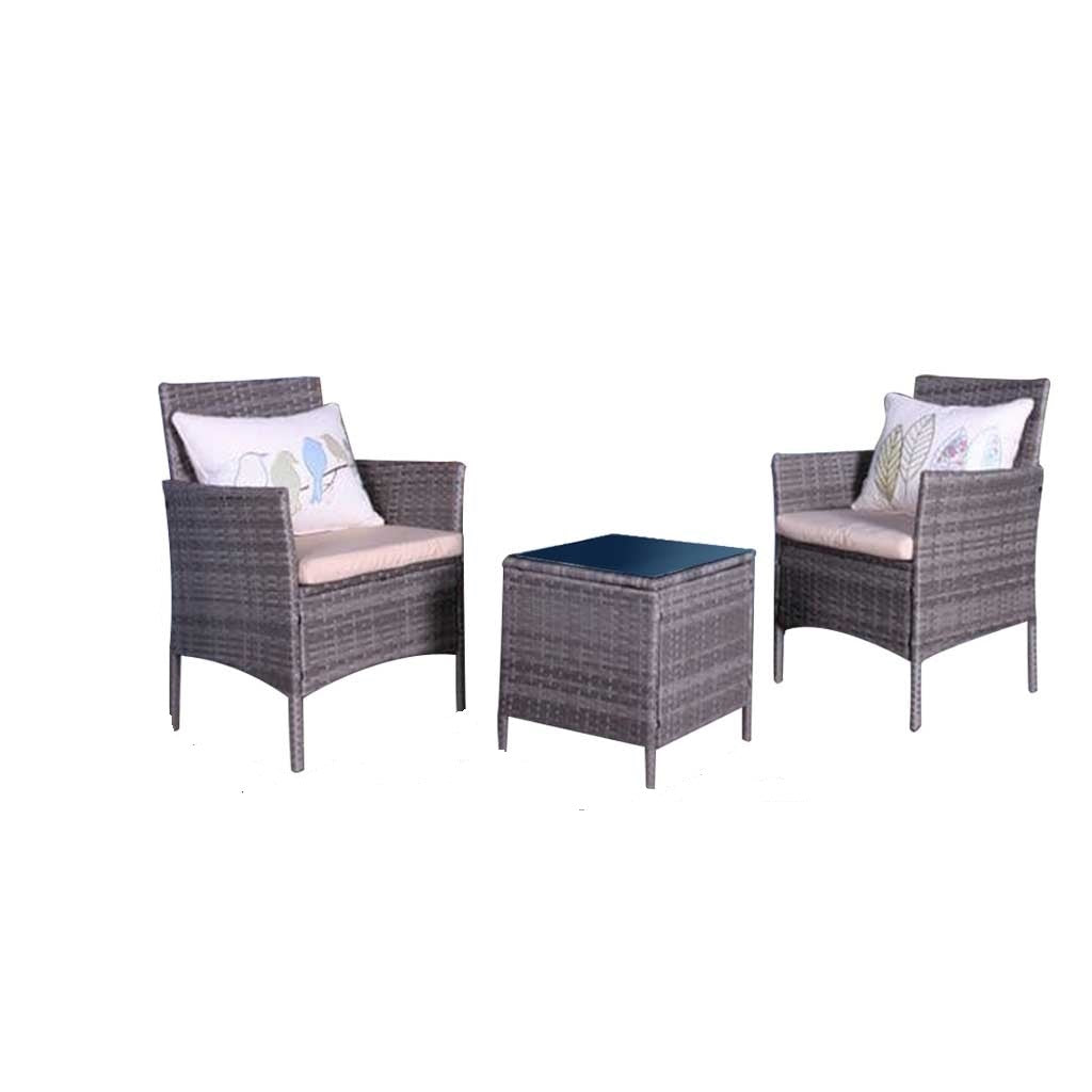 طقم كراسي خارجية ستيل وراتان، 60*65*85 سم - 3 قطع