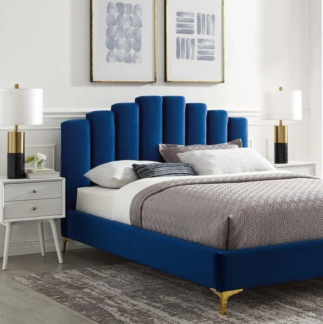 سرير كينج  خشب ام دي اف و زان، 160*200*120 سم