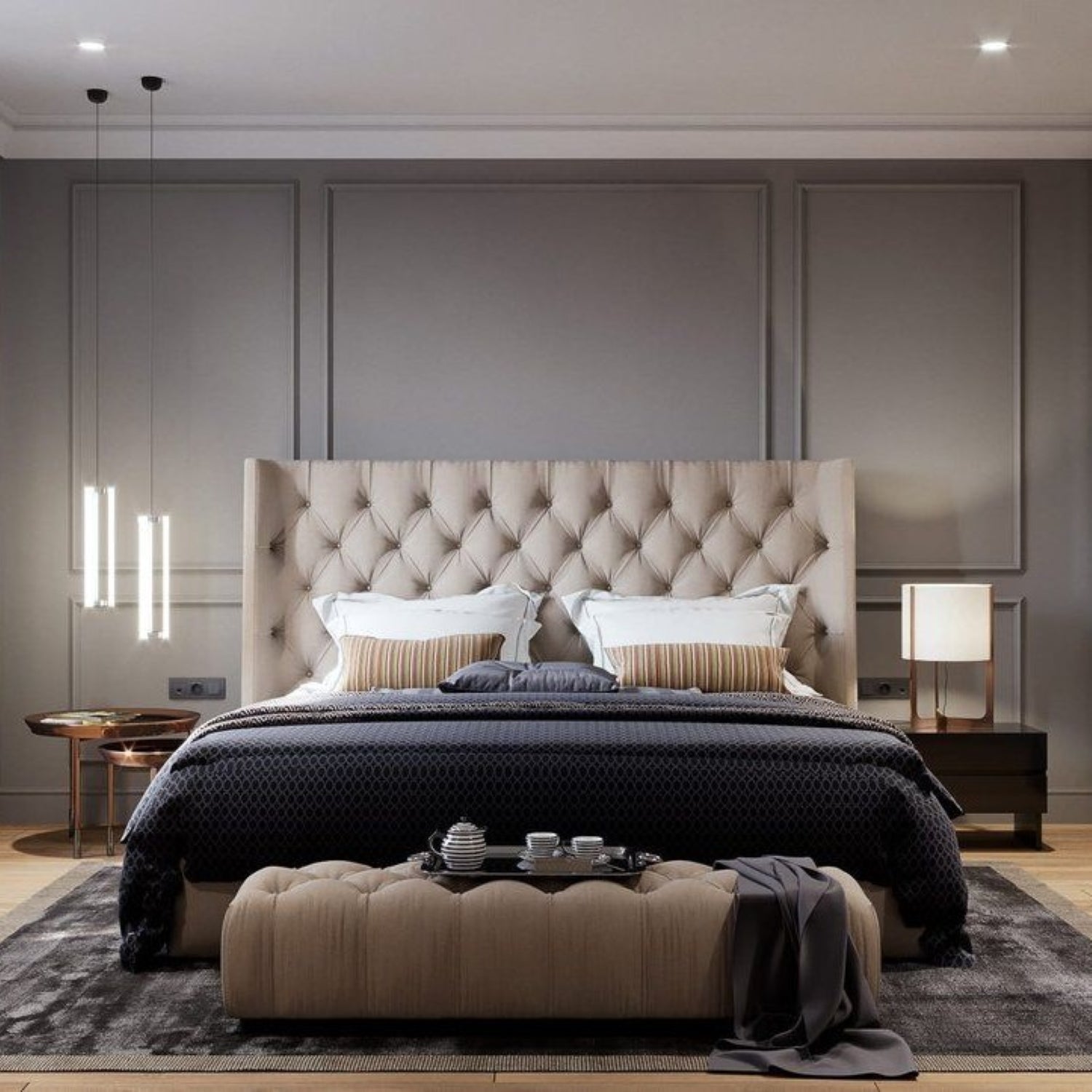 سرير سوبر  كينج خشب ام دي اف و زان، 180*200*120 سم