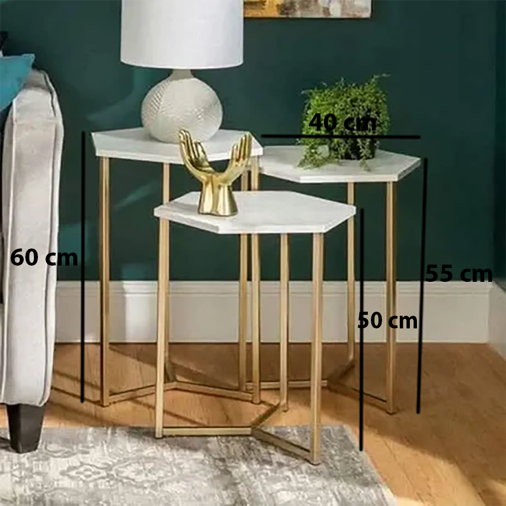 مجموعة ترابيزات جانبية معدن بسطح رخام - STA39