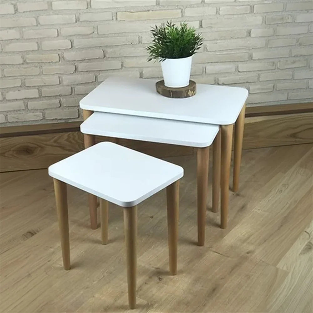 طقم ترابيزات جانبية خشب ام دي اف وموسكي، 3 قطع