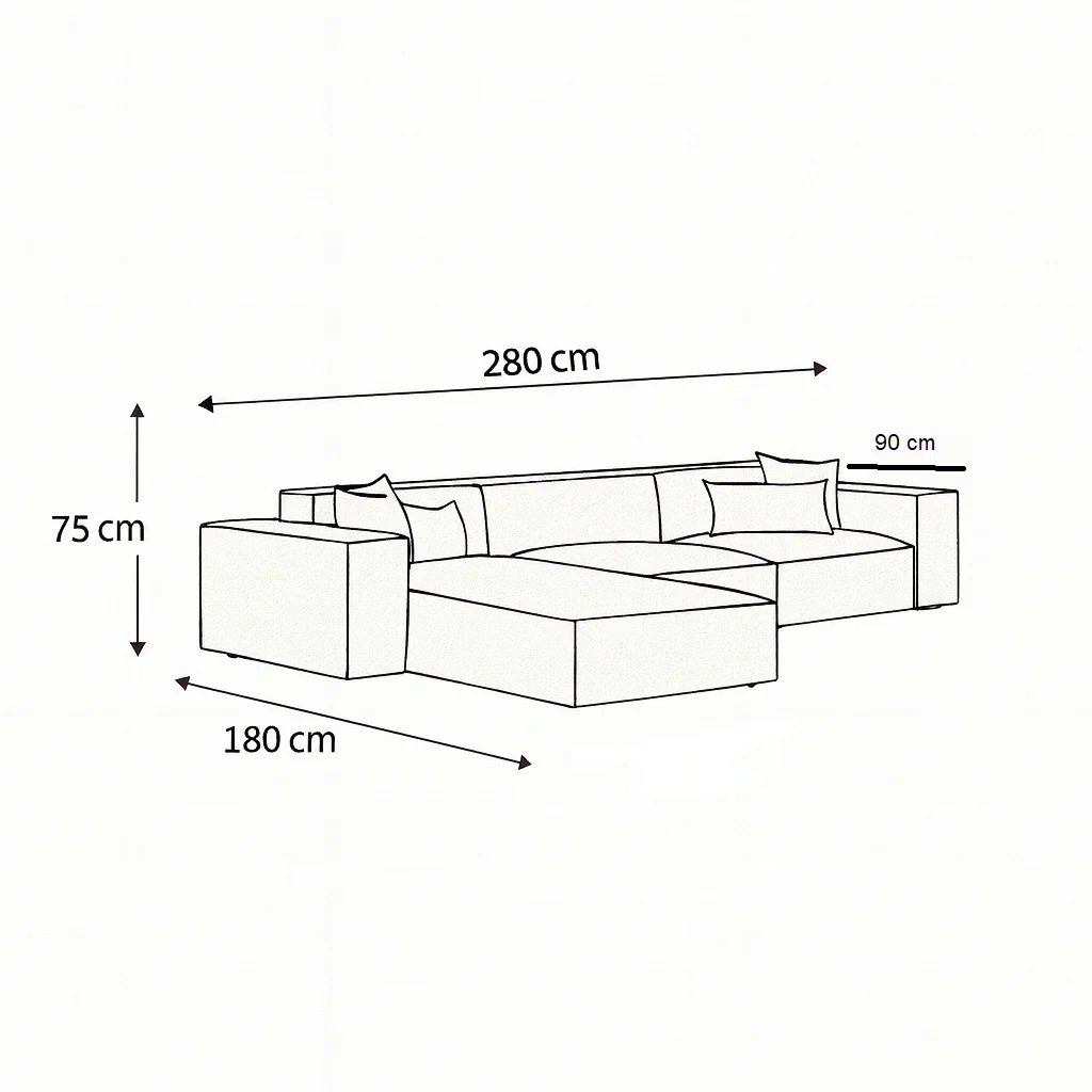 ركنة خشب زان، 280*180*75 سم