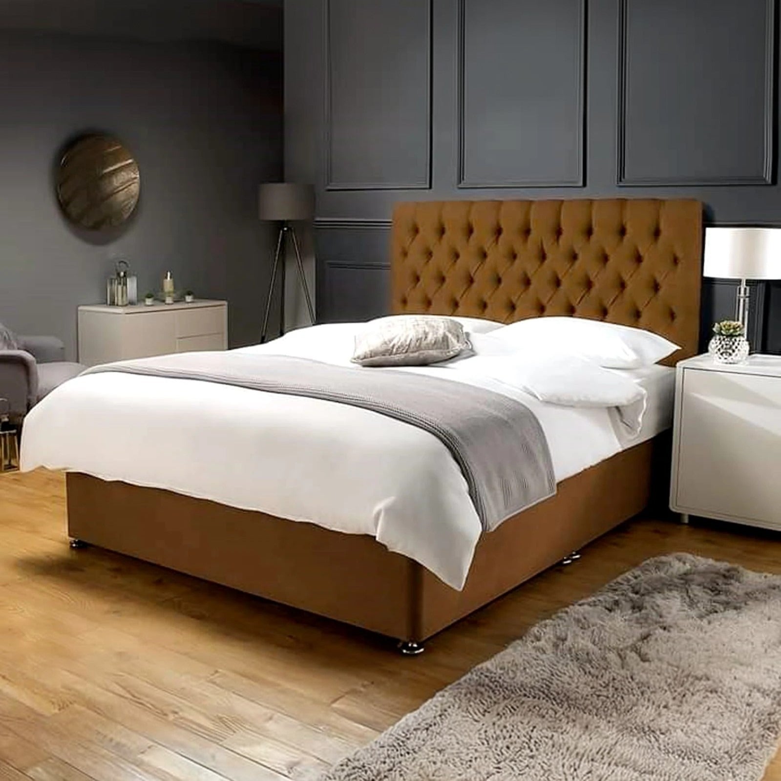 سرير سوبر كينج خشب ام دي اف وزان أحمر، 160*200*120 سم