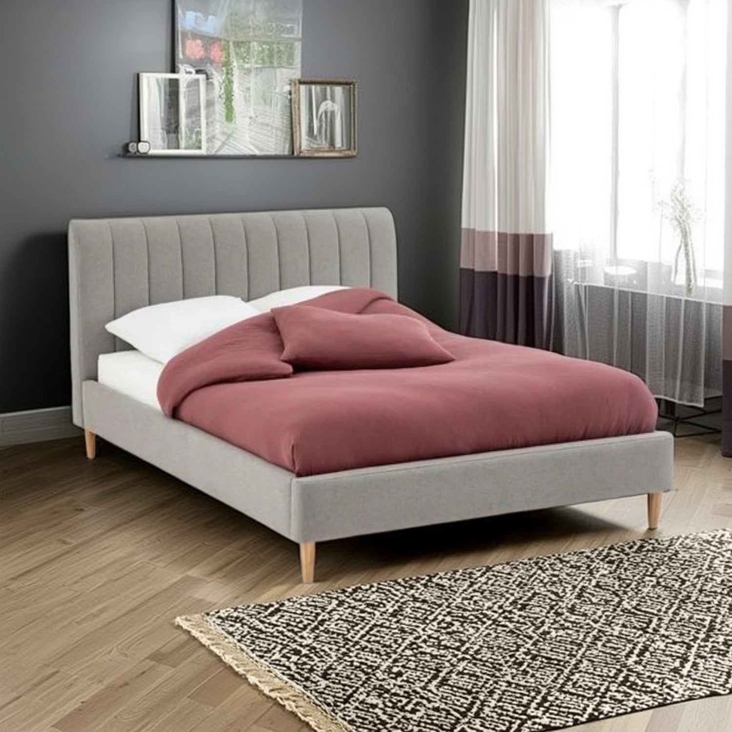 سرير كينج خشب ام دي اف و زان، 160*200*120 سم