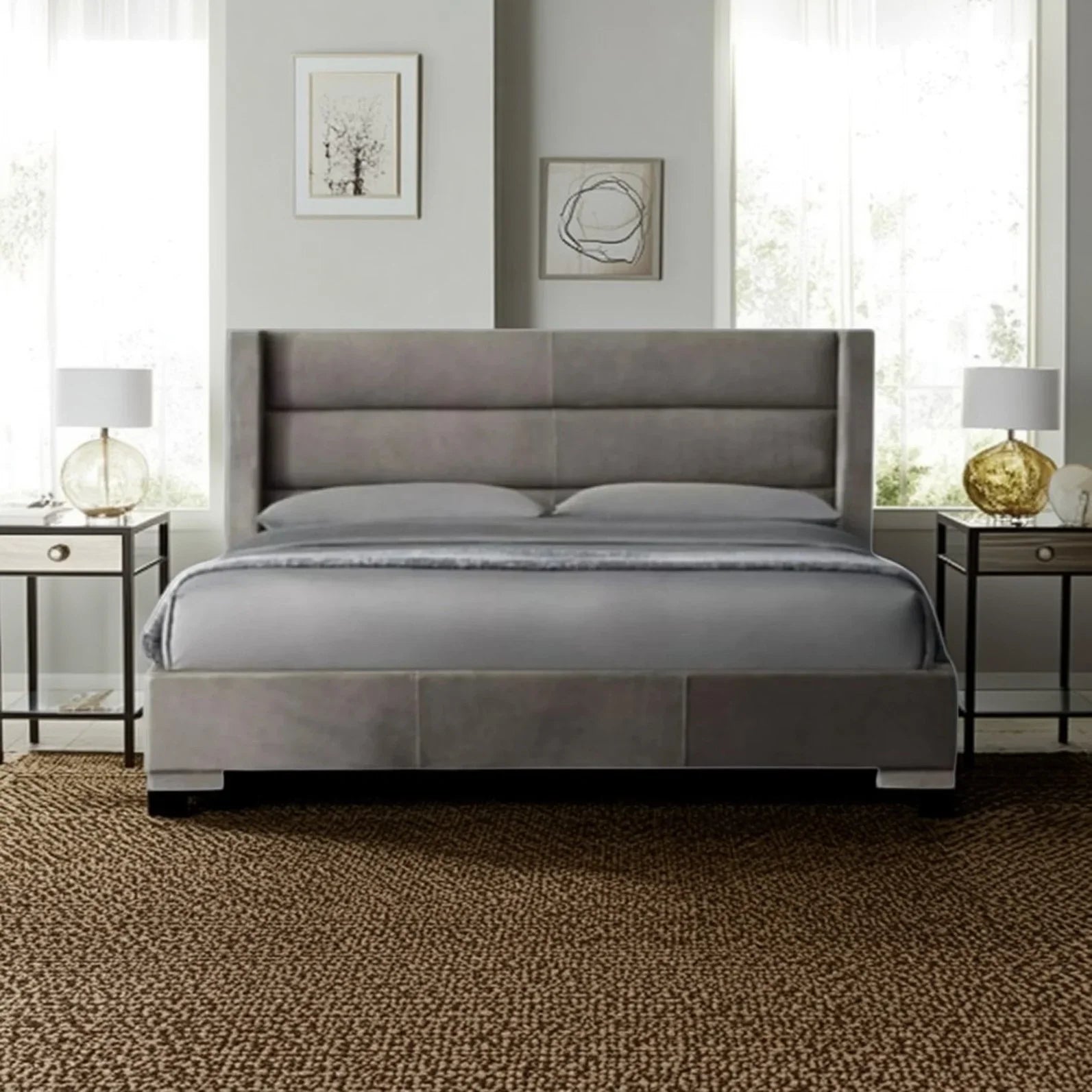 سرير سوبر كينج خشب زان أحمر، 180*200*120 سم