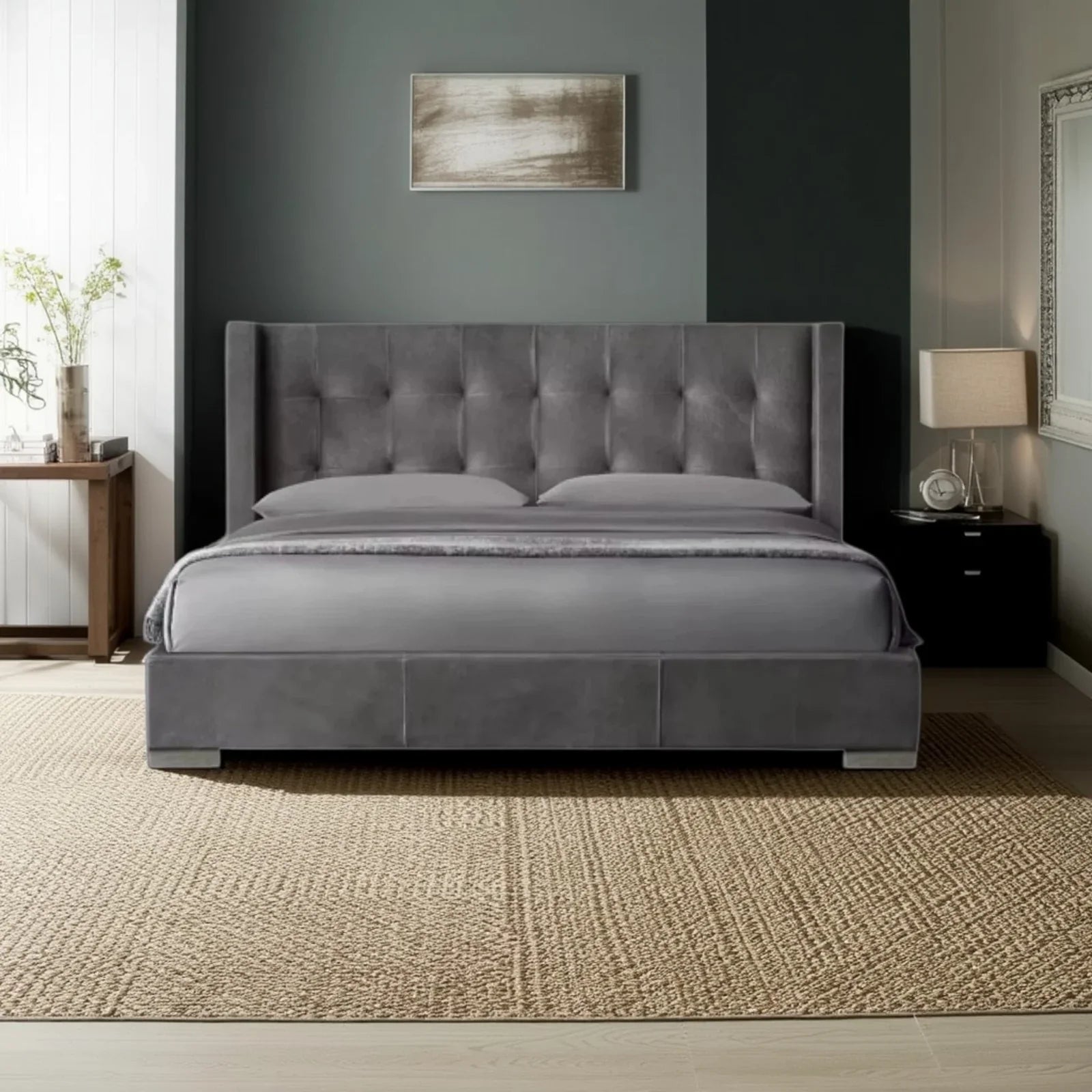 سرير سوبر كينج خشب زان أحمر، 180*200*120 سم