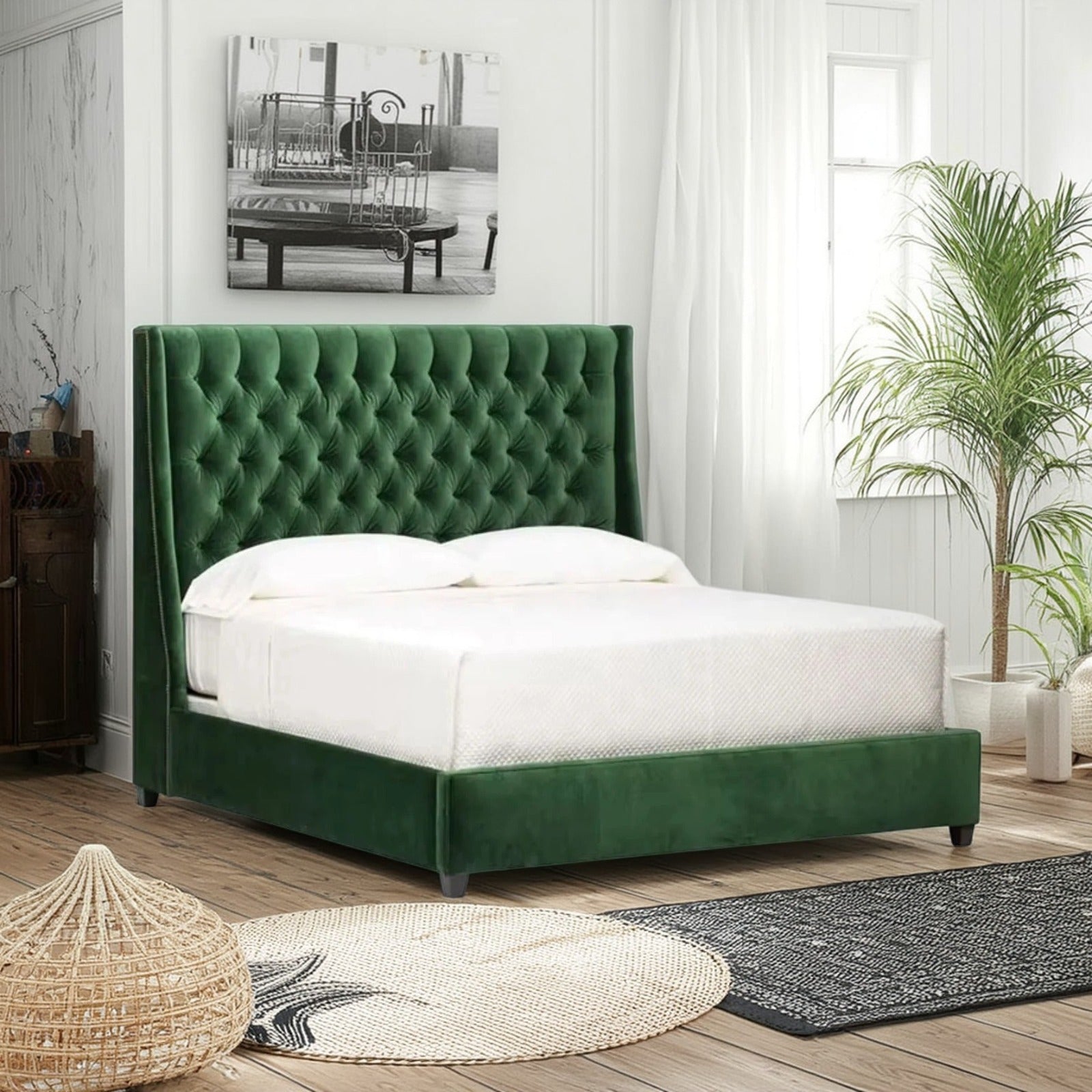 سرير كينج خشب ام دي اف و زان، 160*200*120 سم