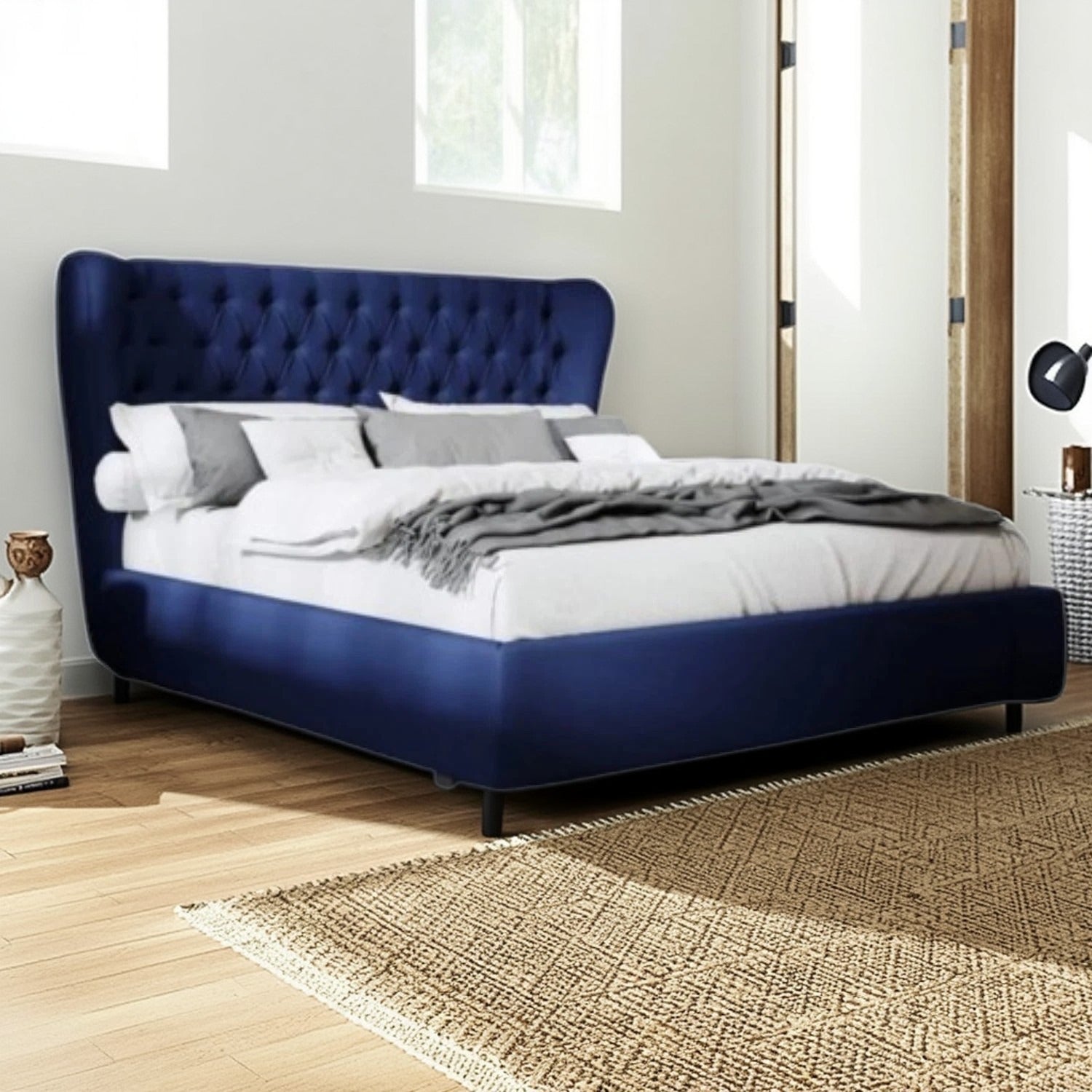 سرير سوبر كينج خشب ام دي اف و زان، 180*200*120 سم