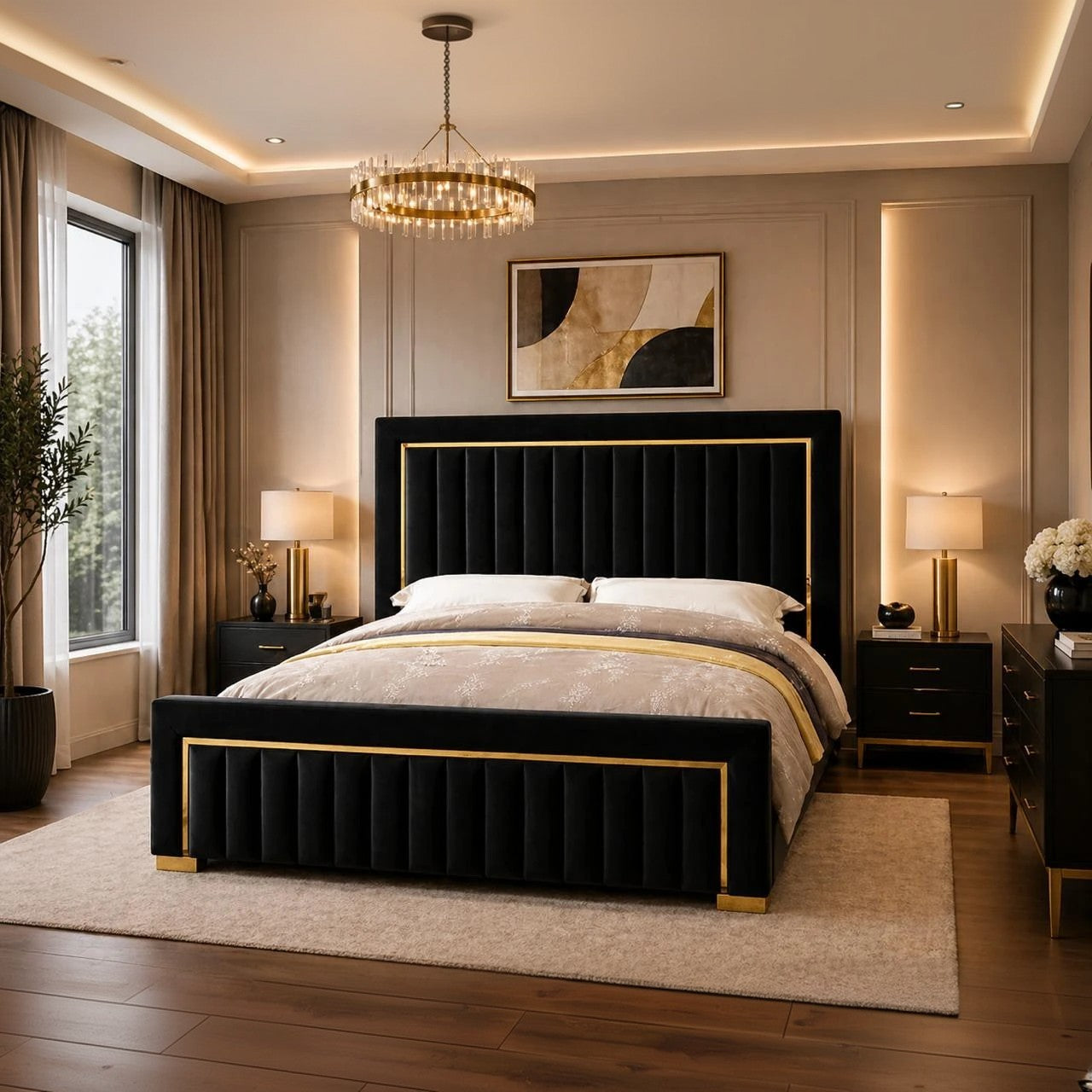 سرير سوبر كينج خشب كونتر وزان، 183*205*120 سم