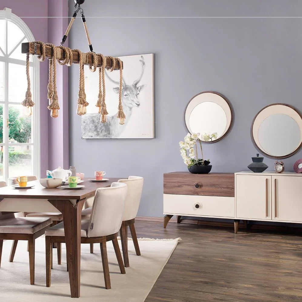 غرفة سفرة ام دي اف، 8 قطع