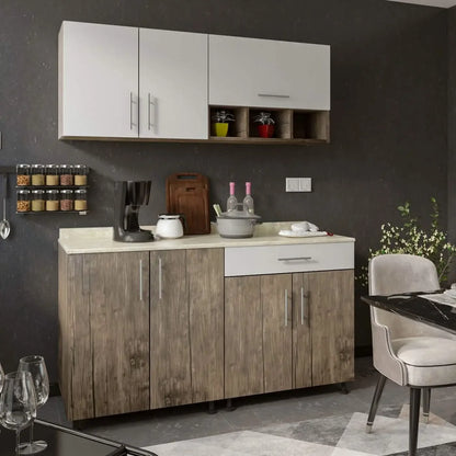 مطبخ خشب ام دي اف، قطعتين