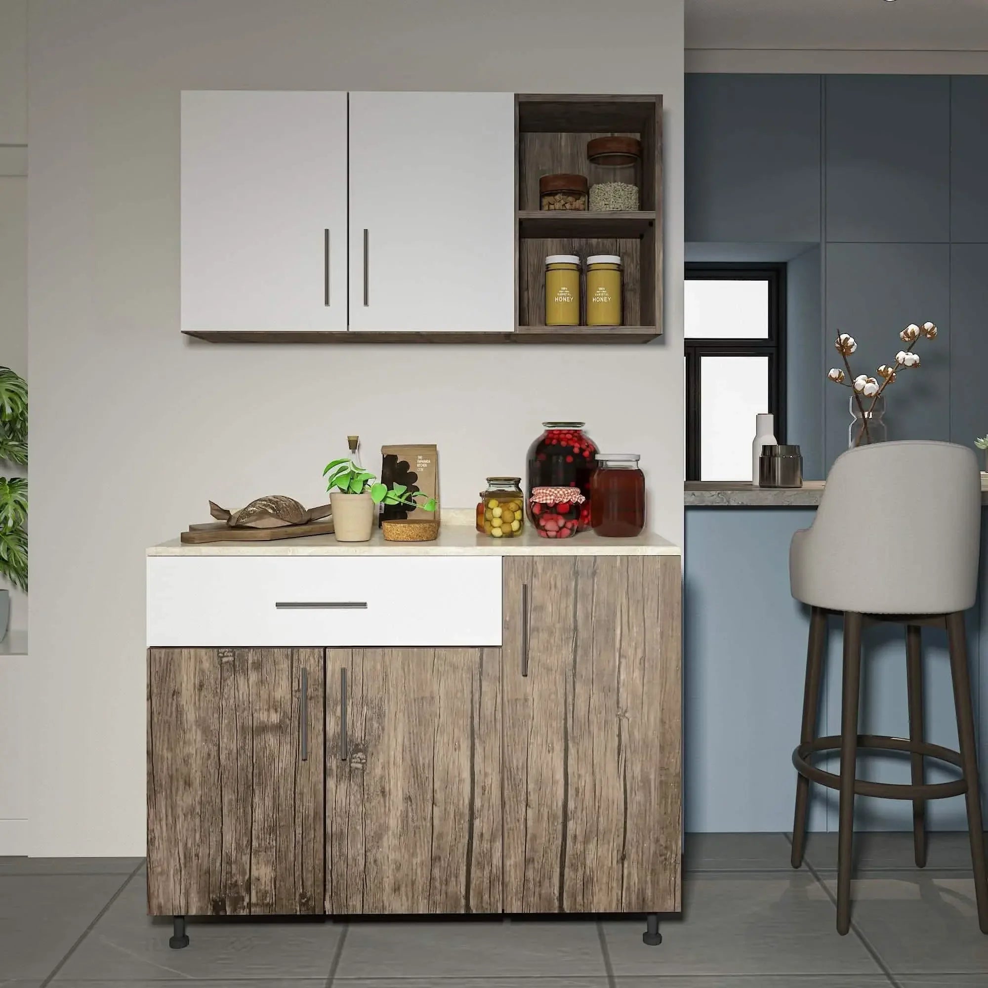 مطبخ خشب ام دي اف، قطعتين