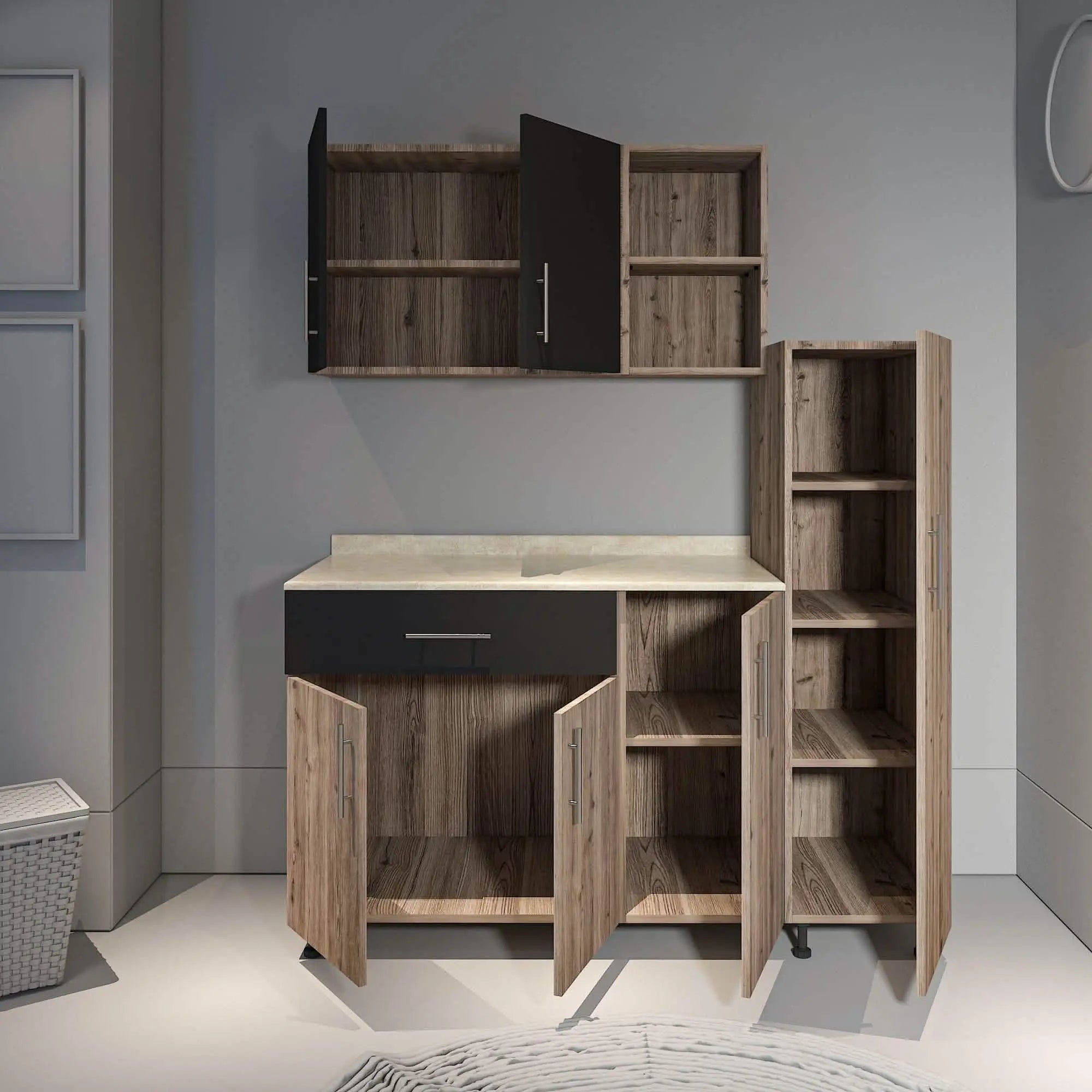 مطبخ خشب ام دي اف، 3 قطع