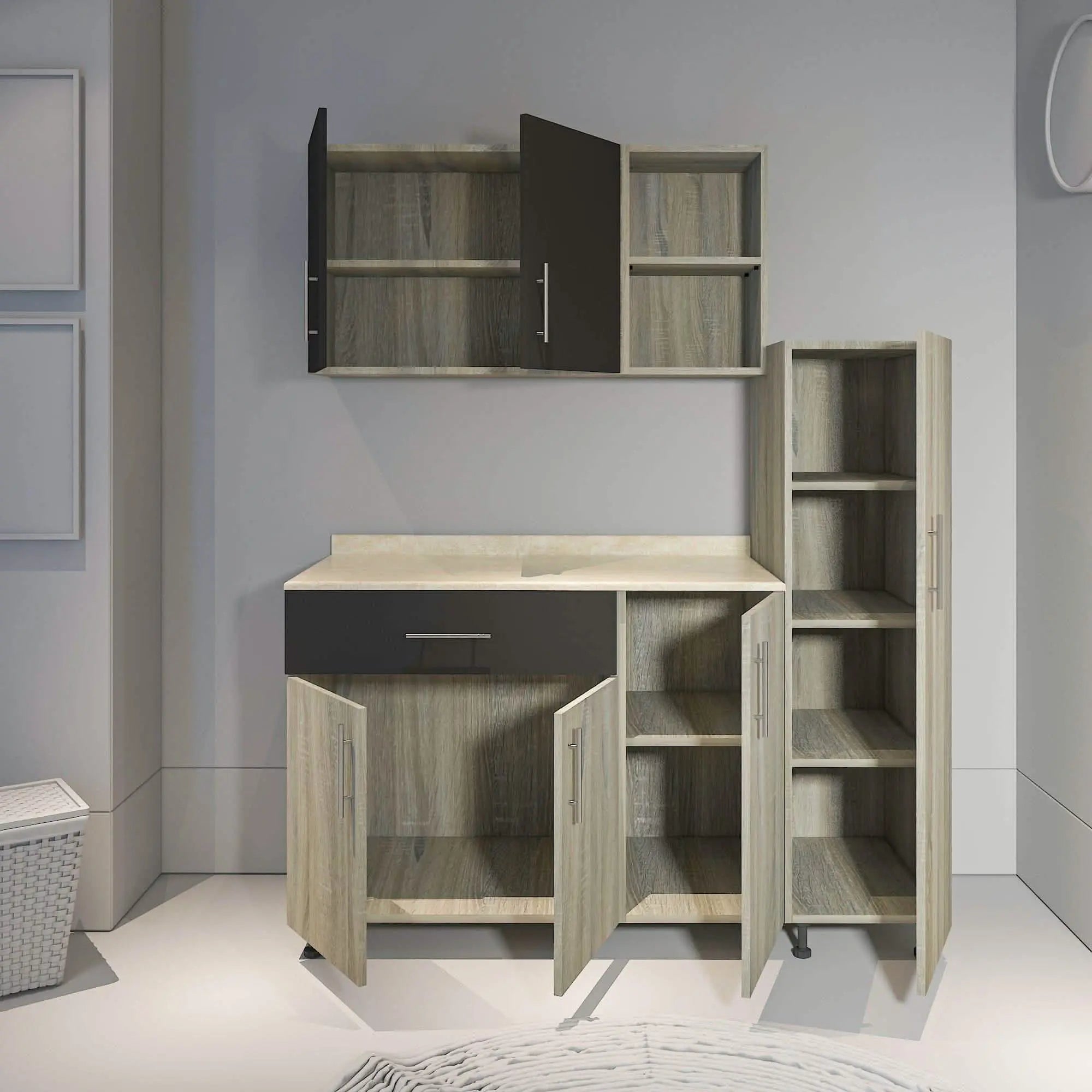 مطبخ خشب ام دي اف، 3 قطع