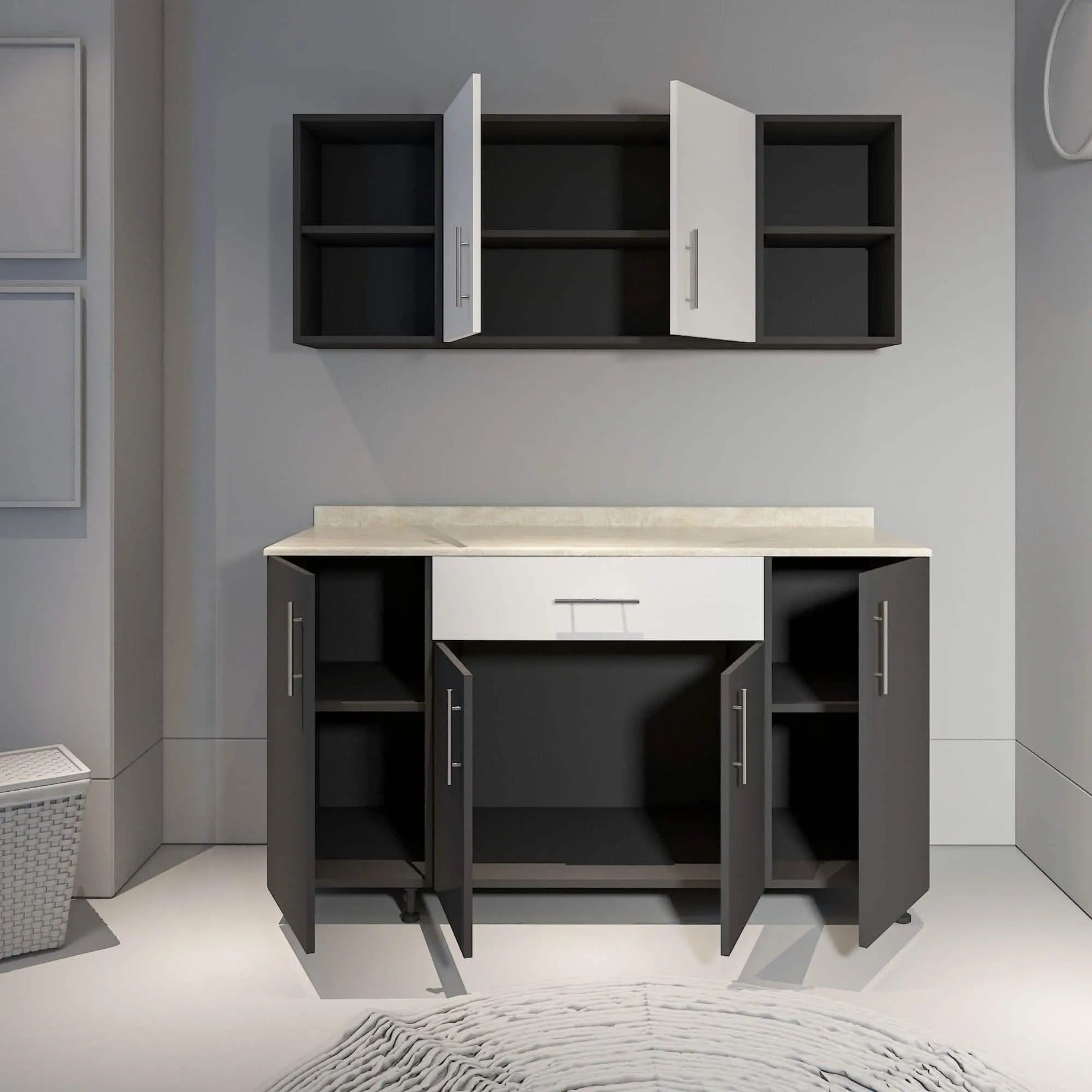 مطبخ خشب ام دي اف، قطعتين