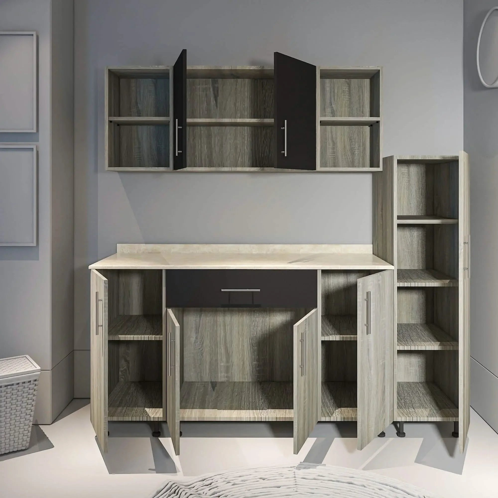 مطبخ خشب ام دي اف ، 3 قطع