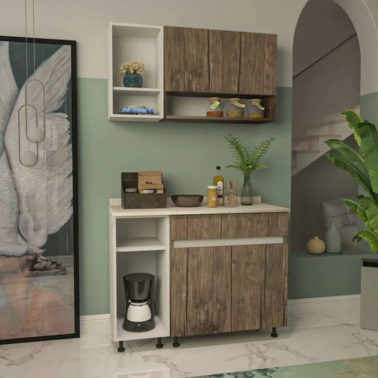 مطبخ خشب ام دي اف، قطعتين