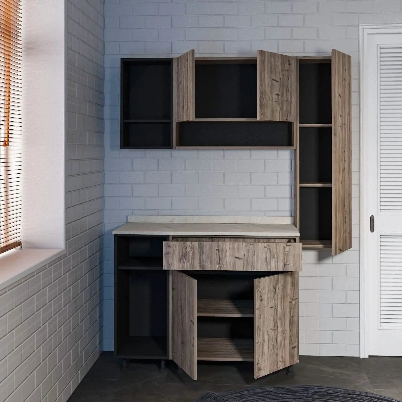 مطبخ ام دي اف، 3 قطع