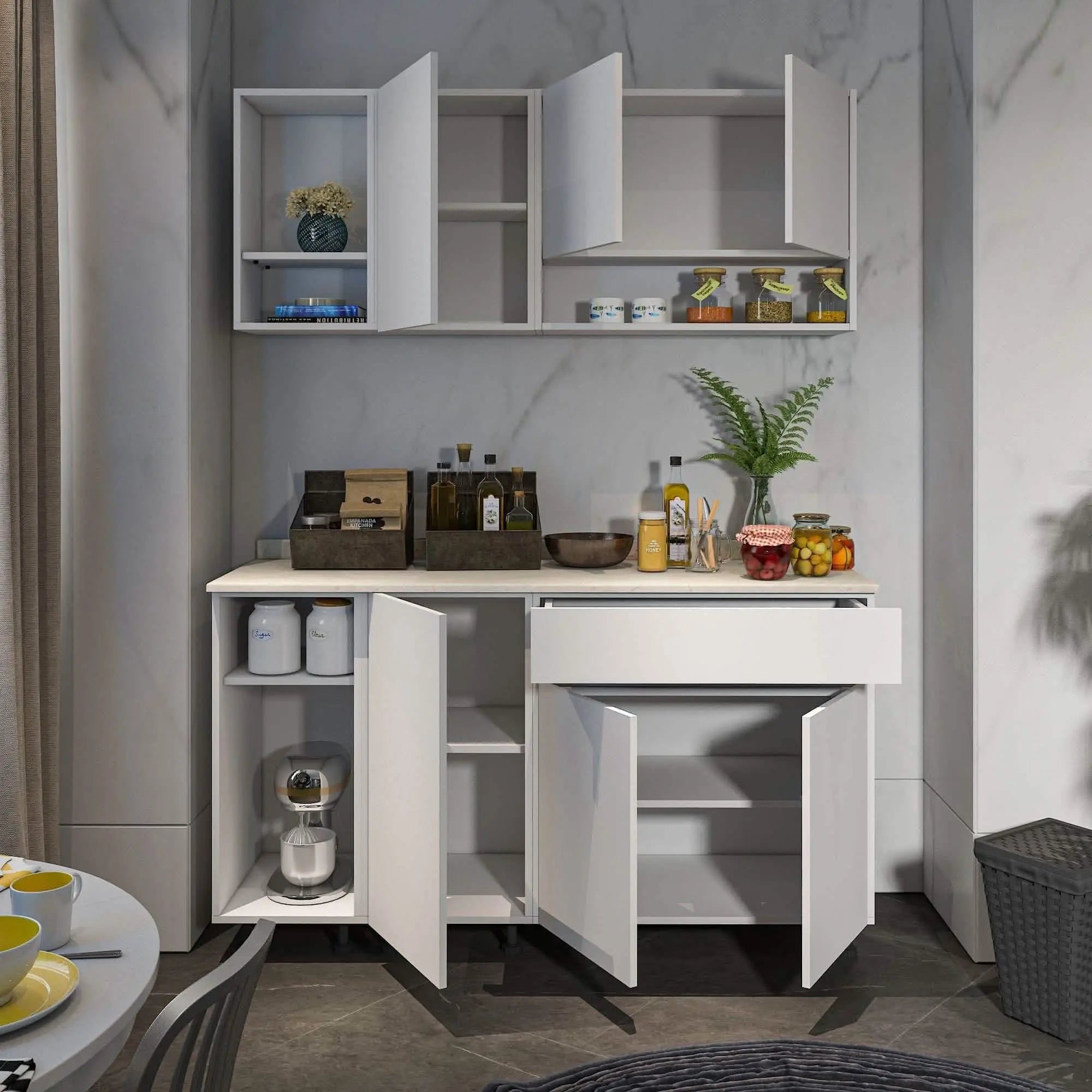 مطبخ ام دي اف، قطعتين