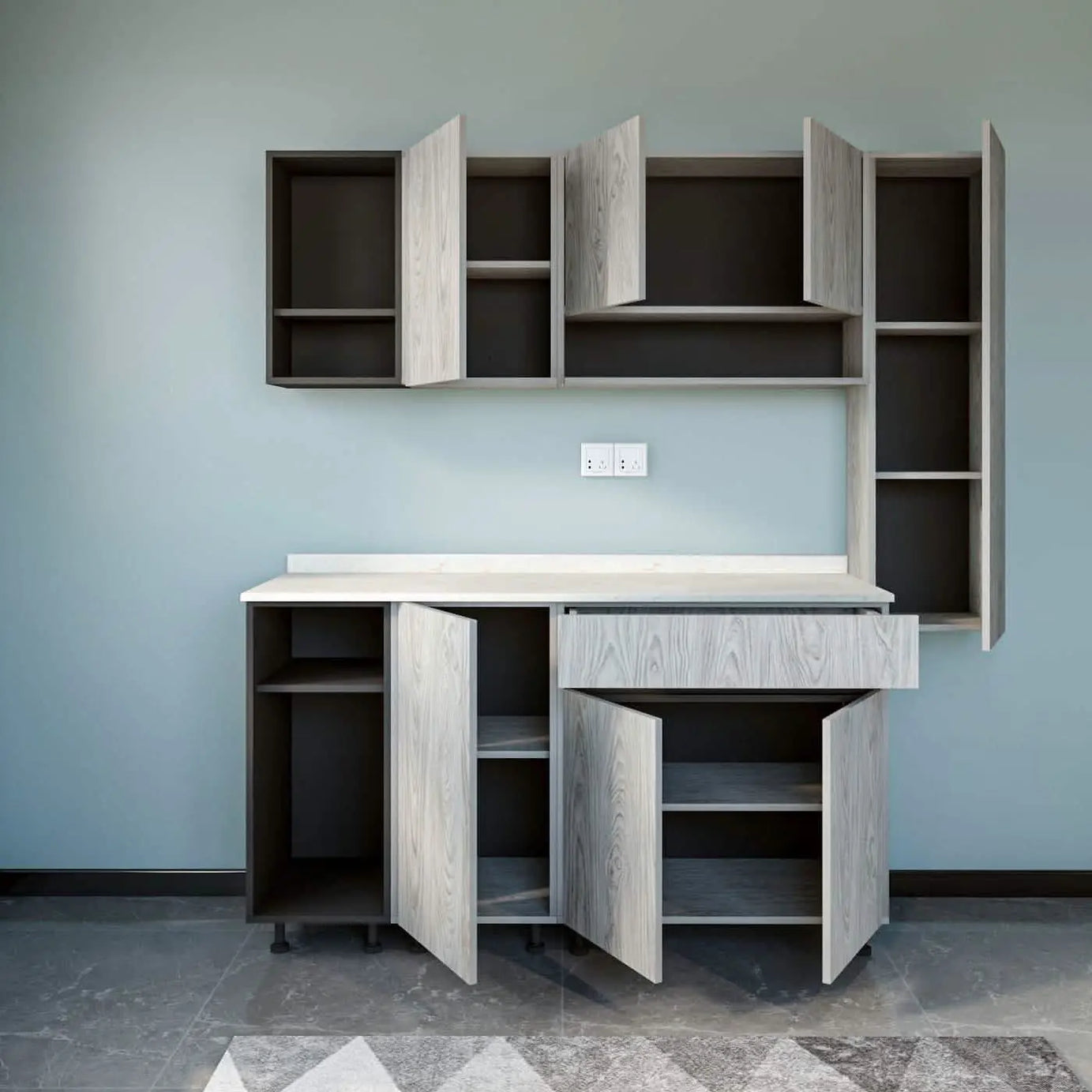 مطبخ ام دي اف، 3 قطع