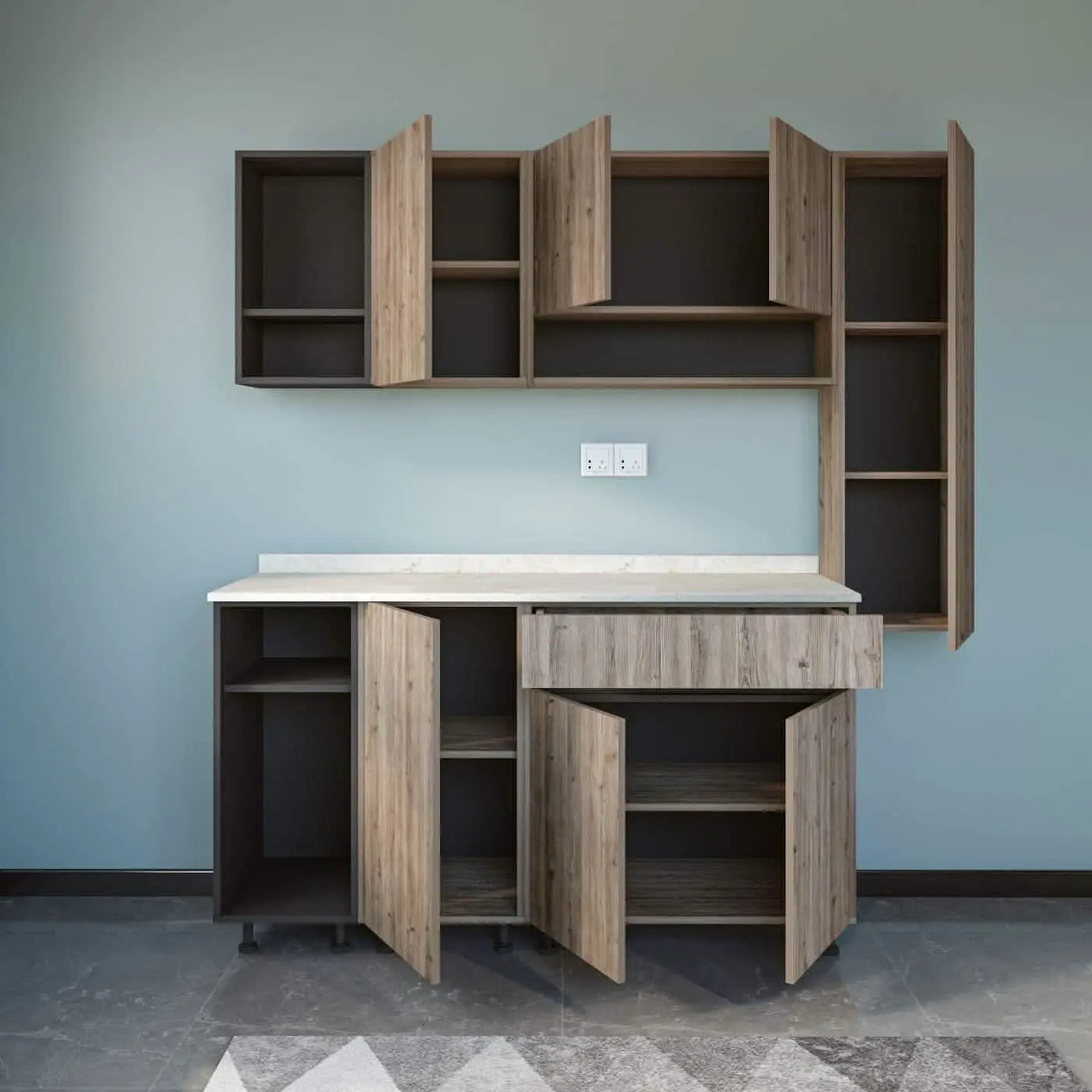 مطبخ ام دي اف، 3 قطع