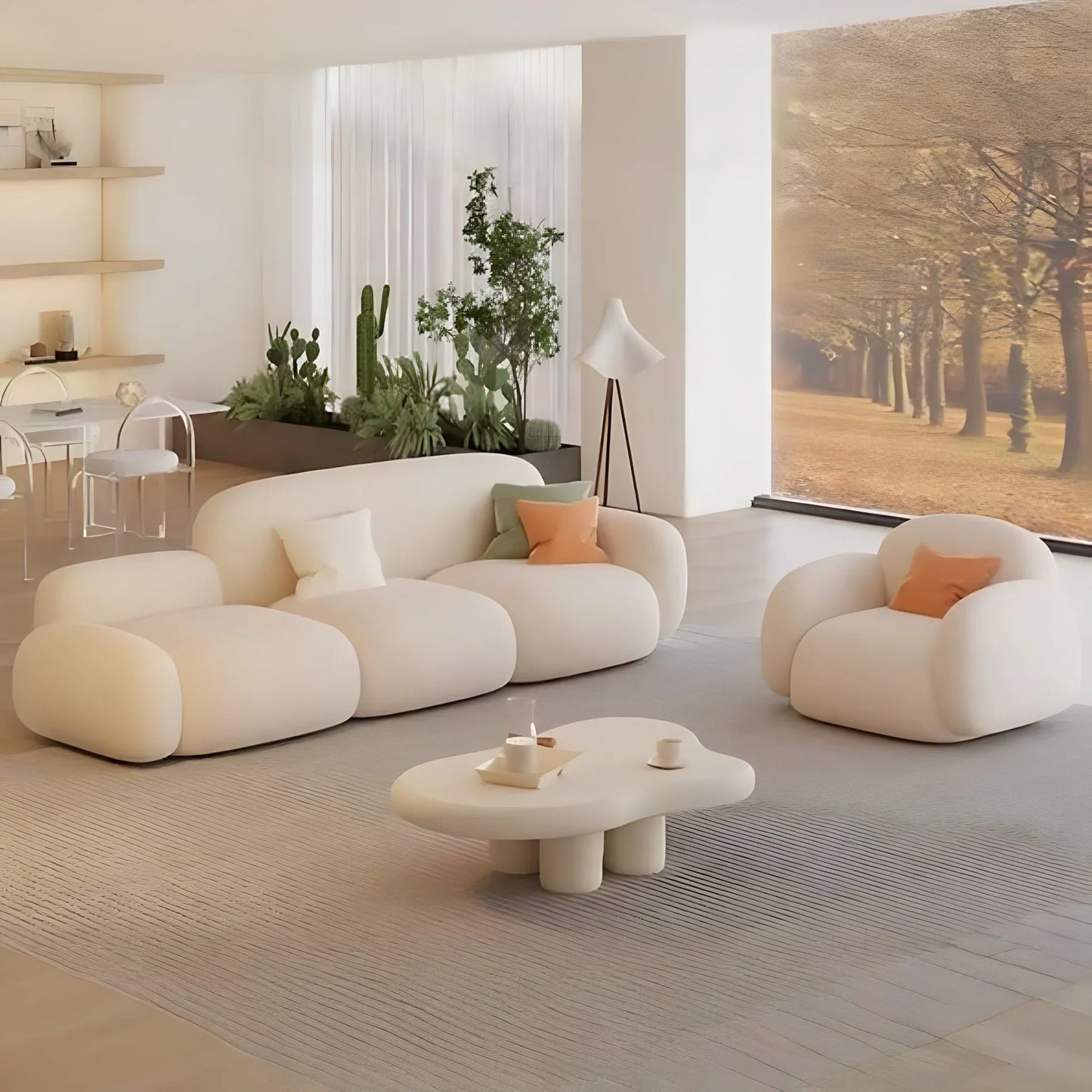 طقم كنبه مع كرسي خشب طبيعي، قطعتين