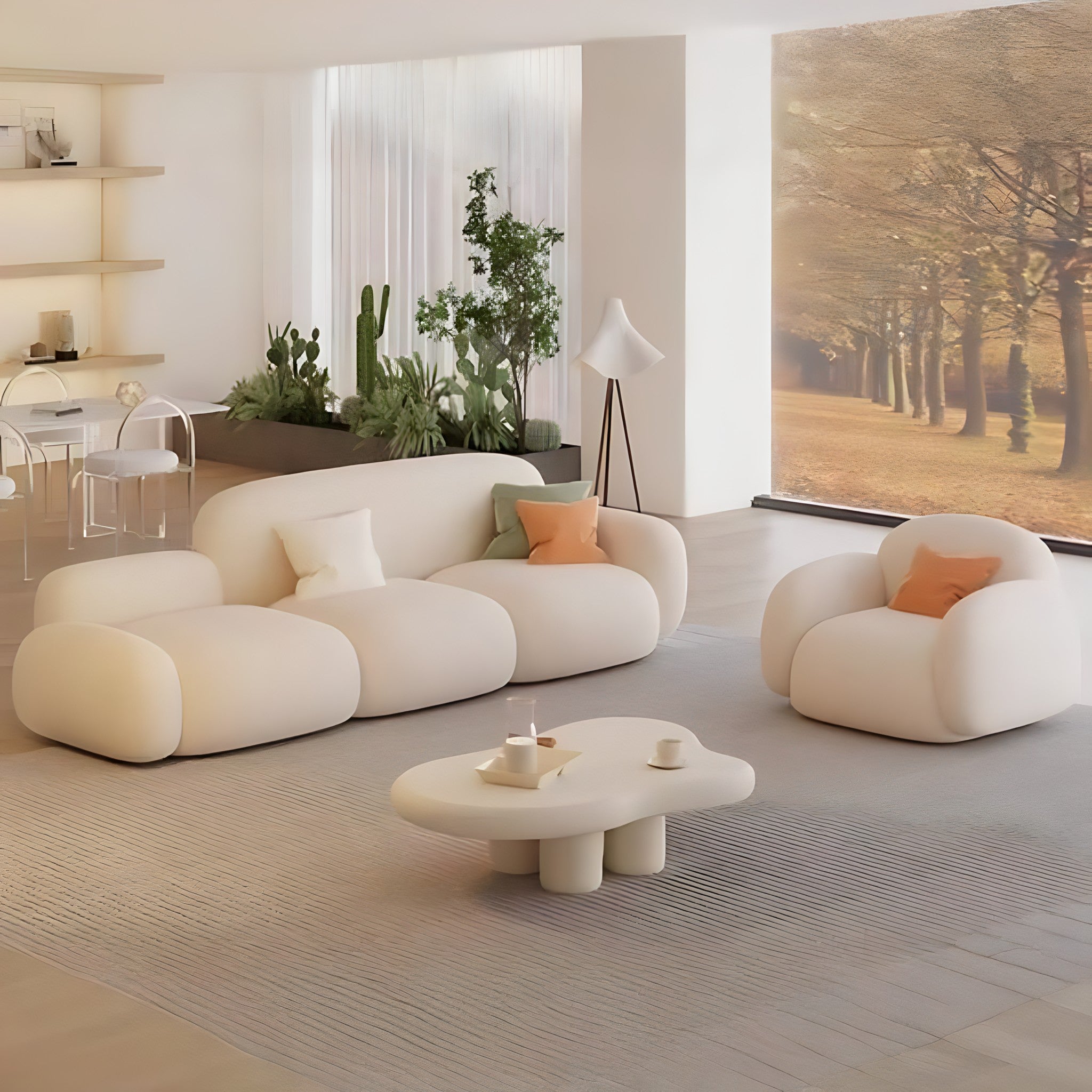 طقم كنبه مع كرسي خشب طبيعي، قطعتين