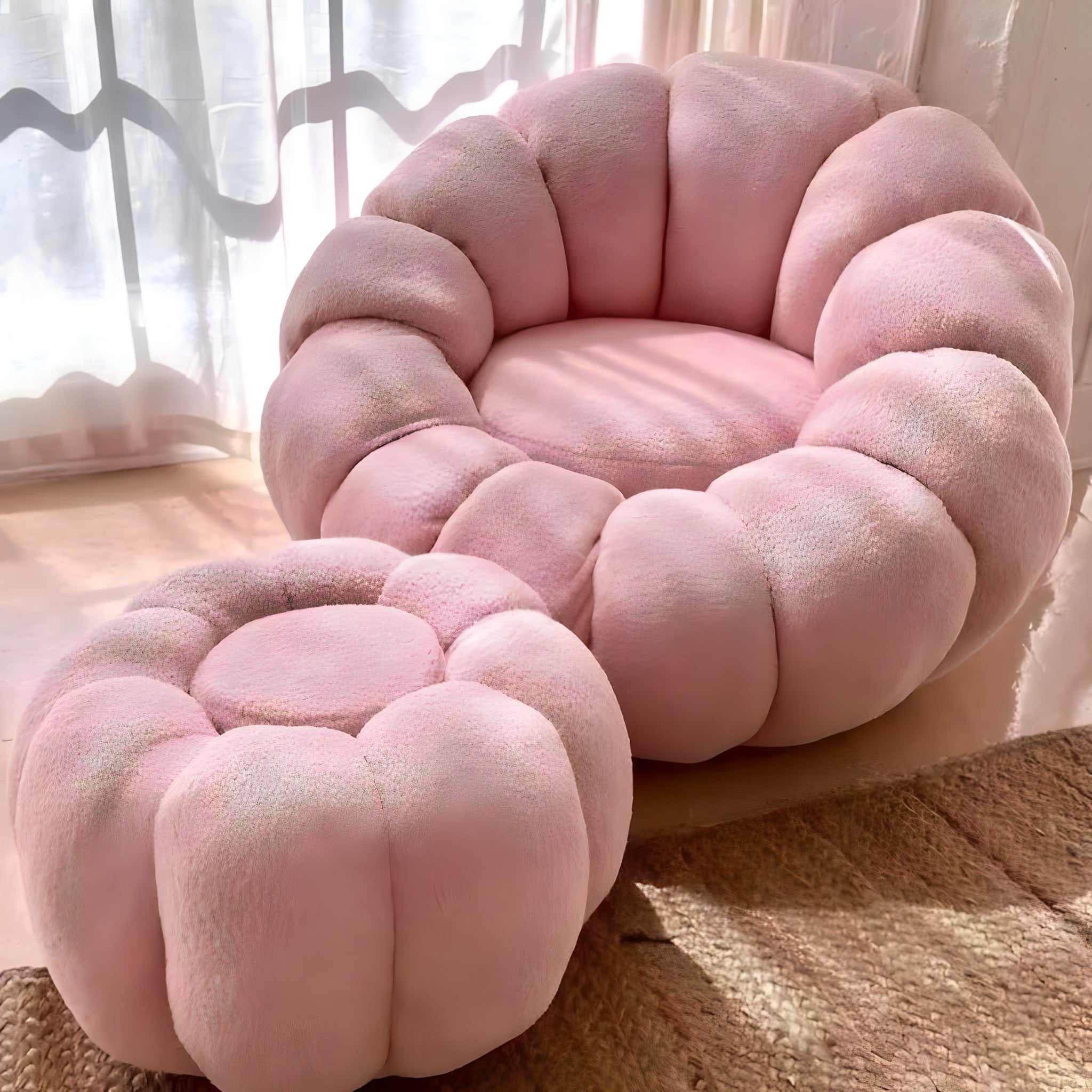 كرسي مع بف خشب طبيعي