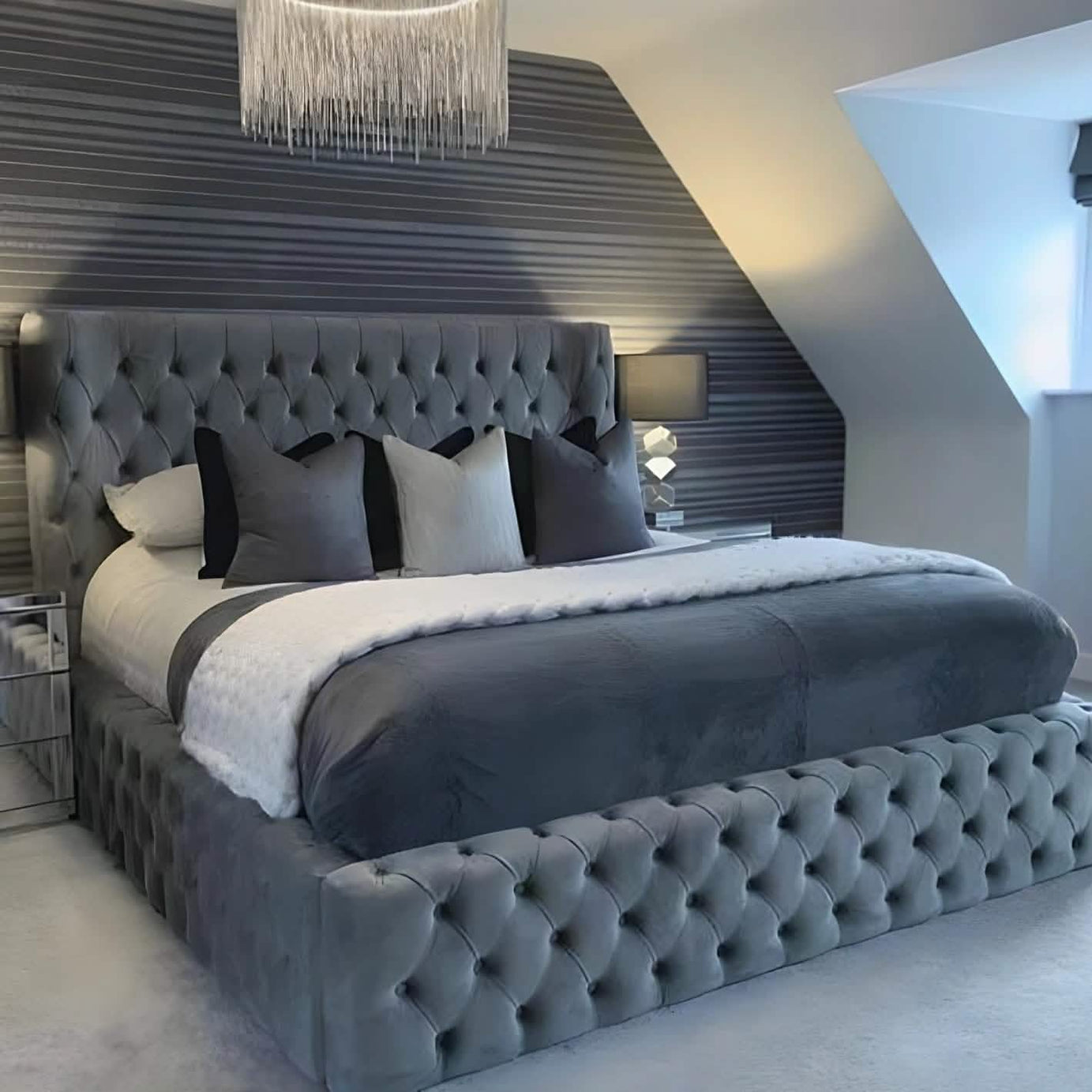 سرير سوبر كينج خشب طبيعي، 220*220*140 سم