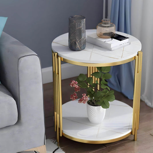 ترابيزة جانبية ستيل بسطح رخام، 40*60 سم