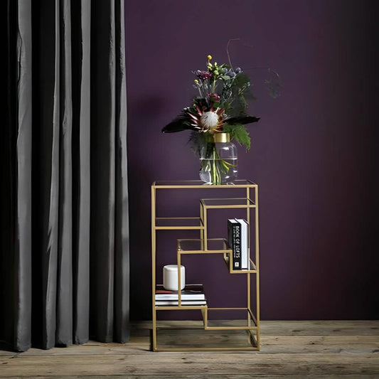 وحدة أرفف ستيل و زجاج، 70*30*130 سم 