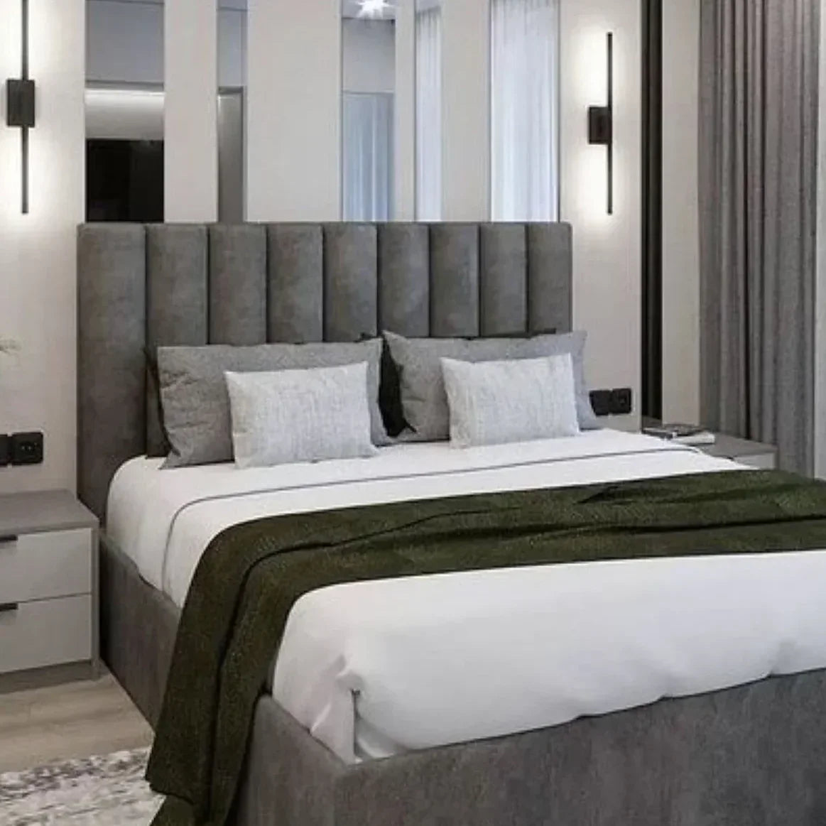 سرير كينج خشب ام دي اف و زان، 160*200*120 سم