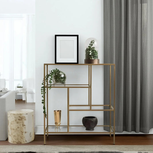 وحدة أرفف ستيل و زجاج، 120*30*110 سم