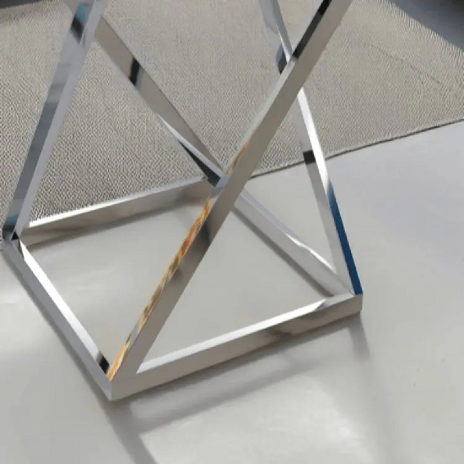 ترابيزة جانبية ستيل بسطح زجاج، 40*40*60 سم