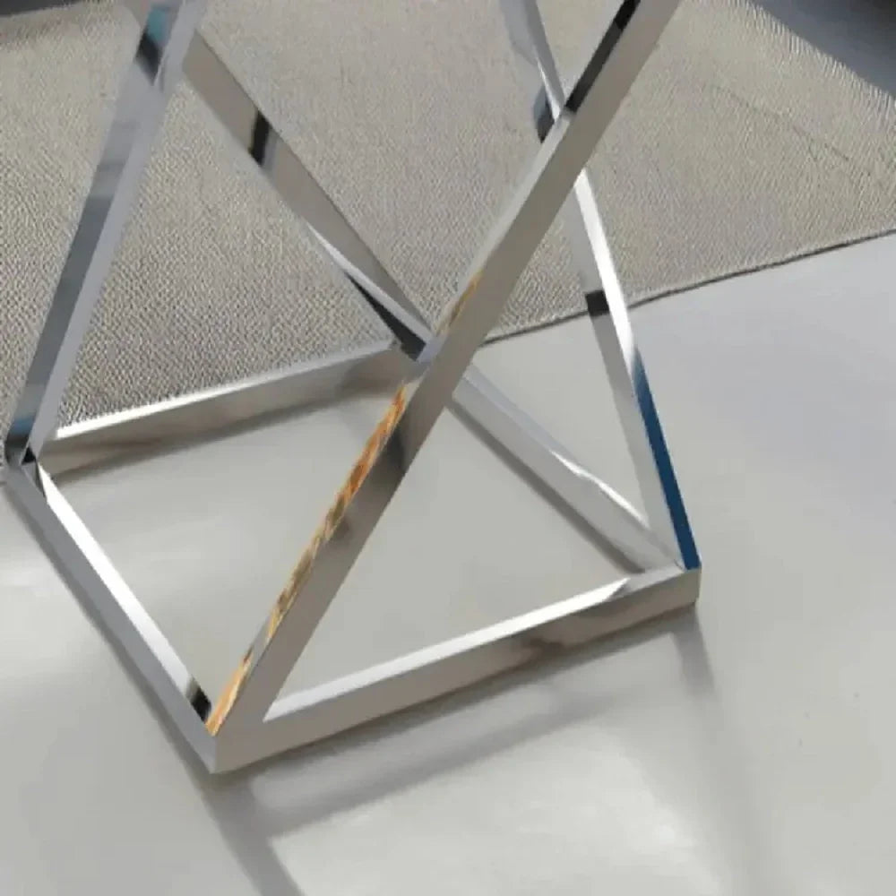 ترابيزة جانبية ستيل بسطح زجاج، 40*40*60 سم